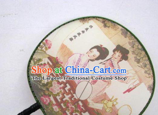 Handmade Chinese Classical Painting Li Qingzhao Silk Round Fan Traditional Hanfu Palace Fans