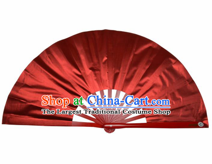 Chinese Handmade Martial Arts Red Silk Fans Accordion Fan Traditional Kung Fu Folding Fan