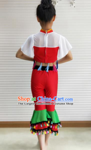 Traditional Chinese Folk Dance Spring Festival Fan Dance Clothing Yangko Dance Stage Show Costume for Kids