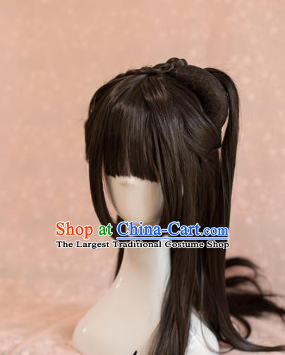 Traditional Chinese Ancient Song Dynasty Princess Wigs Cosplay Female Swordsman Chignon for Women