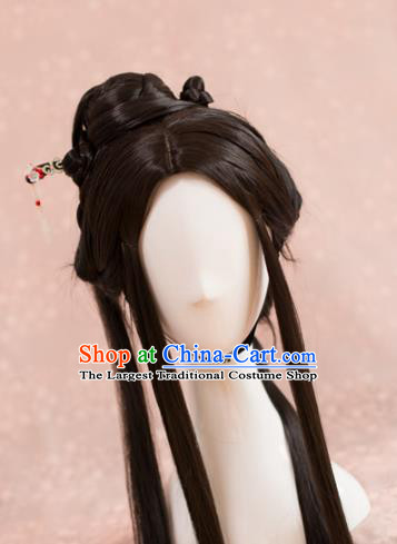Traditional Chinese Ancient Song Dynasty Wigs Cosplay Female Swordsman Chignon for Women