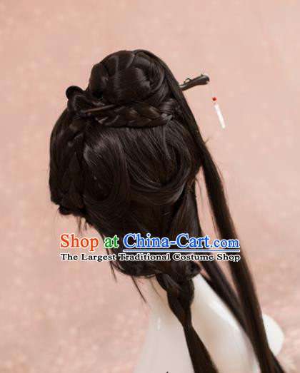 Traditional Chinese Ancient Song Dynasty Wigs Cosplay Female Swordsman Chignon for Women
