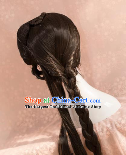 Traditional Chinese Ming Dynasty Princess Wigs Cosplay Ancient Goddess Female Swordsman Chignon for Women
