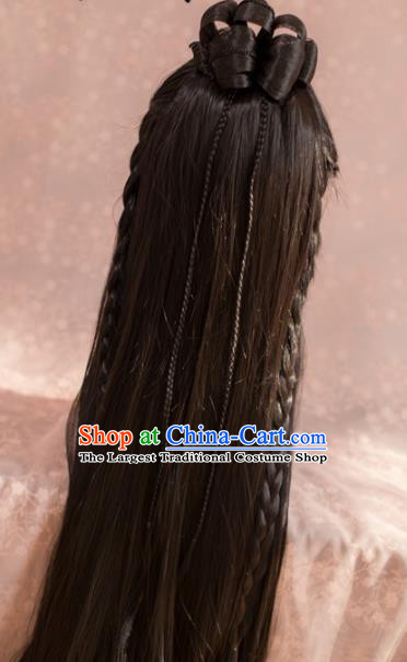 Traditional Chinese Ming Dynasty Taoist Nun Wigs Cosplay Ancient Goddess Female Swordsman Chignon for Women