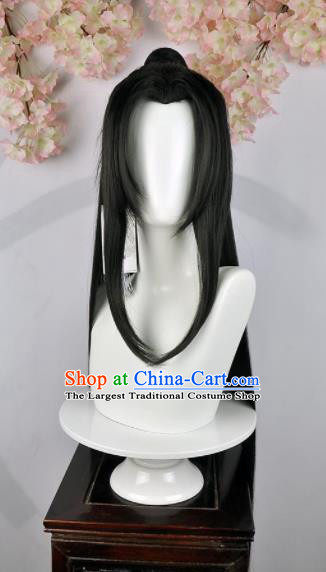 Traditional Chinese Cosplay Swordsman Wigs Sheath Ancient Taoist Prince Chignon for Men