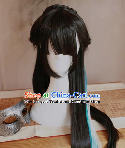 Traditional Chinese Ming Dynasty Wigs Cosplay Ancient Goddess Female Swordsman Chignon for Women