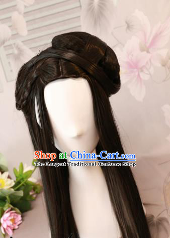 Traditional Chinese Ming Dynasty Geisha Wigs Cosplay Ancient Goddess Female Swordsman Chignon for Women