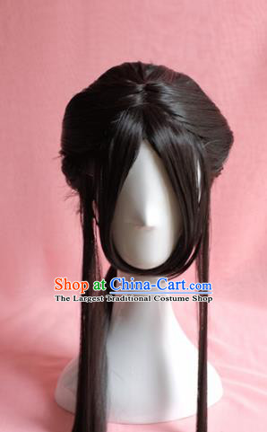 Traditional Chinese Han Dynasty Princess Wigs Sheath Cosplay Ancient Goddess Female Swordsman Chignon for Women