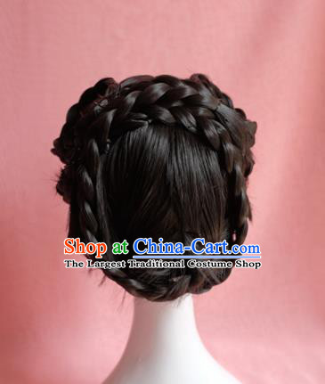 Traditional Chinese Song Dynasty Nobility Lady Wigs Sheath Cosplay Ancient Goddess Female Swordsman Chignon for Women