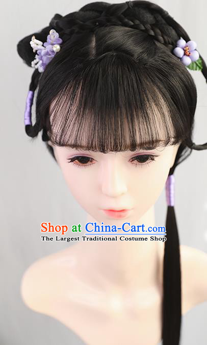 Traditional Chinese Cosplay Ming Dynasty Princess Wigs Sheath Ancient Nobility Lady Chignon for Women