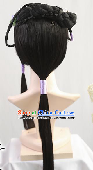 Traditional Chinese Cosplay Ming Dynasty Princess Wigs Sheath Ancient Nobility Lady Chignon for Women