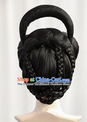 Traditional Chinese Cosplay Ming Dynasty Queen Wigs Sheath Ancient Nobility Lady Chignon for Women