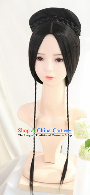 Traditional Chinese Cosplay Han Dynasty Queen Wigs Sheath Ancient Goddess Nobility Lady Chignon for Women
