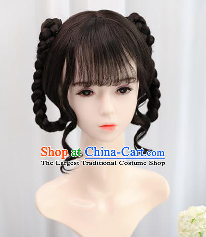 Traditional Chinese Cosplay Song Dynasty Princess Goddess Wigs Sheath Ancient Nobility Lady Chignon for Women