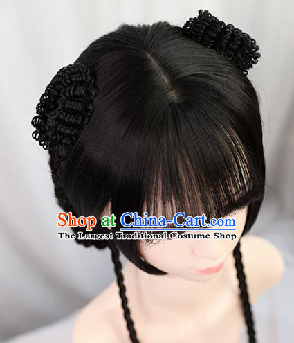 Traditional Chinese Cosplay Song Dynasty Nobility Lady Wigs Sheath Ancient Queen Chignon for Women