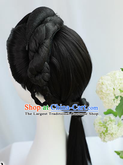 Traditional Chinese Cosplay Ming Dynasty Nobility Lady Wigs Sheath Ancient Court Queen Chignon for Women