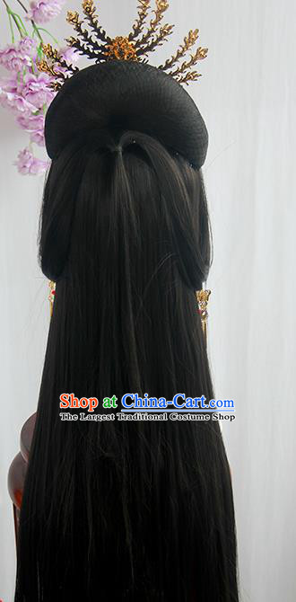 Traditional Chinese Cosplay Tang Dynasty Palace Queen Wigs Sheath Ancient Flying Apsaras Chignon for Women