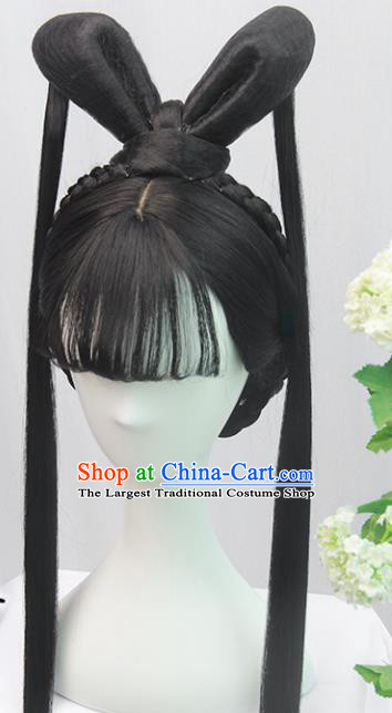 Traditional Chinese Cosplay Ming Dynasty Young Lady Wigs Sheath Ancient Flying Apsaras Chignon for Women