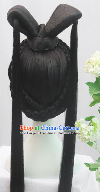 Traditional Chinese Cosplay Ming Dynasty Young Lady Wigs Sheath Ancient Flying Apsaras Chignon for Women
