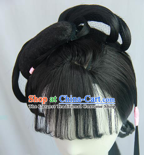 Traditional Chinese Cosplay Ming Dynasty Nobility Lady Lin Daiyu Wigs Sheath Ancient Flying Apsaras Chignon for Women