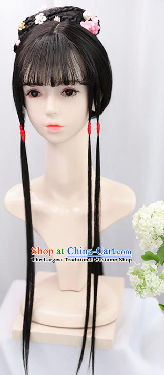 Traditional Chinese Cosplay Ming Dynasty Court Lady Lin Daiyu Wigs Sheath Ancient Flying Apsaras Chignon for Women