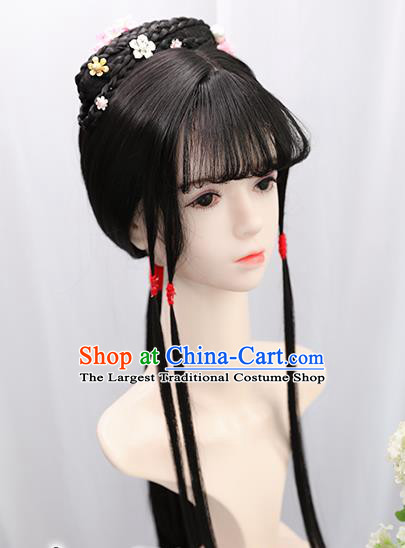 Traditional Chinese Cosplay Ming Dynasty Court Lady Lin Daiyu Wigs Sheath Ancient Flying Apsaras Chignon for Women