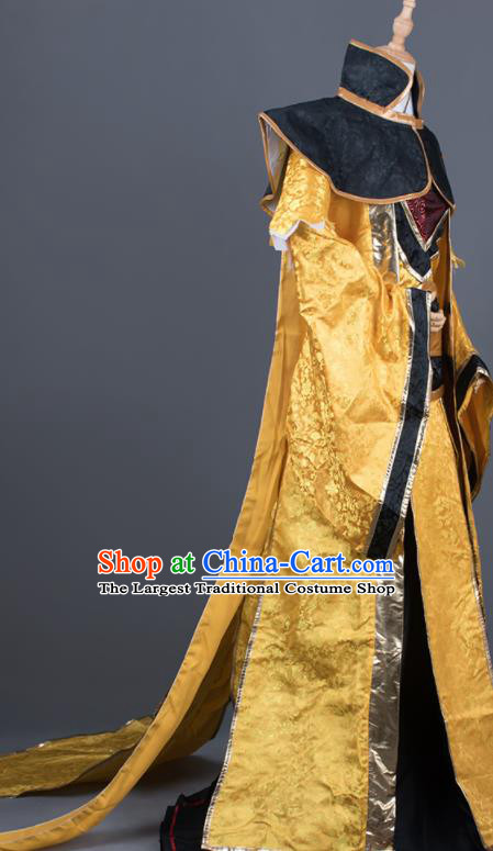 Traditional Chinese Cosplay King Golden Costumes Ancient Swordsman Hanfu Clothing for Men