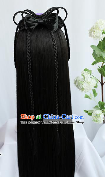 Traditional Chinese Cosplay Ming Dynasty Maidservants Wigs Sheath Ancient Nobility Lady Chignon for Women