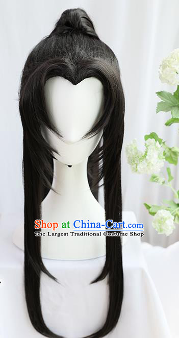 Traditional Chinese Cosplay Taoist Priest Jin Ling Wigs Sheath Ancient Young Swordsman Chignon for Men