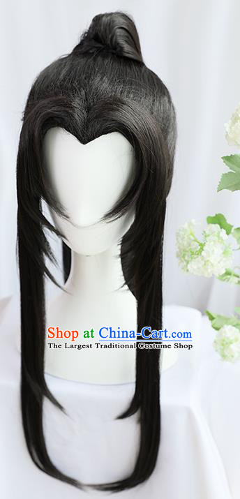 Traditional Chinese Cosplay Taoist Priest Jin Ling Wigs Sheath Ancient Young Swordsman Chignon for Men