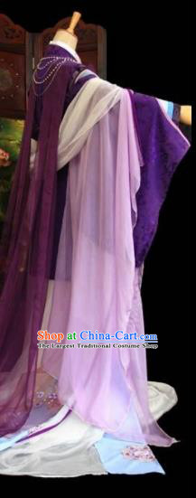 Traditional Chinese Cosplay Court Queen Purple Dress Ancient Drama Fairy Princess Costumes for Women