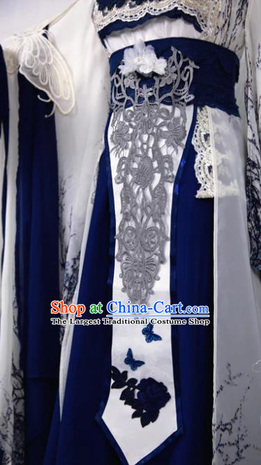 Traditional Chinese Cosplay Court Queen Royalblue Dress Ancient Drama Fairy Princess Costumes for Women