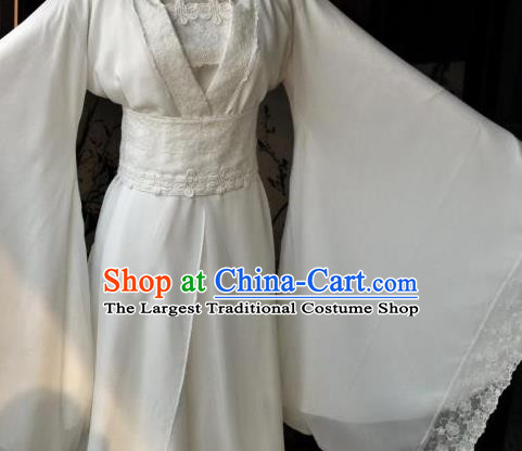 Traditional Chinese Cosplay Court Lady White Dress Ancient Drama Fairy Princess Costumes for Women