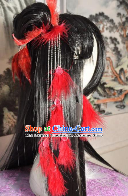 Traditional Chinese Cosplay Court Princess Aranya Wigs Sheath Ancient Goddess Chignon for Women