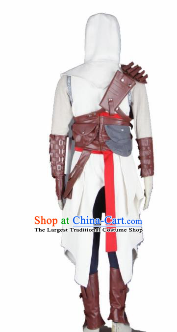 Top Grade Cosplay Assassins Creed White Costumes Halloween Swordsman Clothing for Men