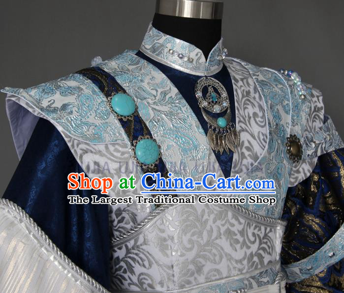 Chinese Cosplay Royal Highness Murong Ning Embroidered Costumes Ancient Swordsman Clothing for Men