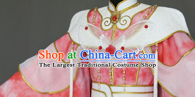 Traditional Chinese Cosplay Queen Pink Dress Ancient Drama Female Swordsman Costumes for Women