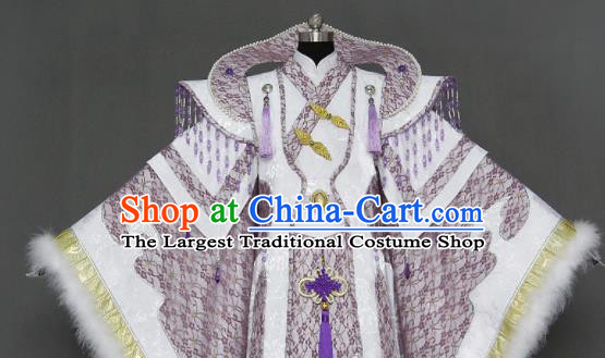 Traditional Chinese Cosplay Queen Lilac Dress Ancient Drama Female Swordsman Costumes for Women
