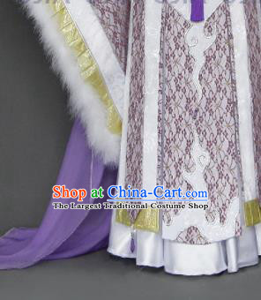 Traditional Chinese Cosplay Queen Lilac Dress Ancient Drama Female Swordsman Costumes for Women