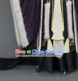 Chinese Cosplay Royal Highness Deep Purple Embroidered Costumes Ancient Swordsman Clothing for Men