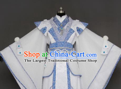 Chinese Cosplay Crown Prince White Costumes Ancient Swordsman Clothing for Men