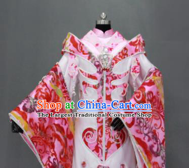 Traditional Chinese Cosplay Fairy Queen Pink Dress Ancient Drama Female Swordsman Costumes for Women