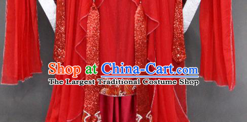 Traditional Chinese Cosplay Fairy Queen Red Dress Ancient Drama Female Swordsman Costumes for Women