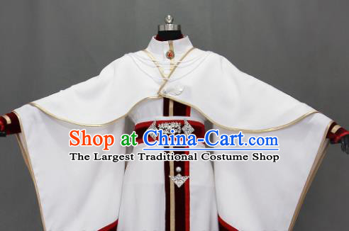 Customize Chinese Traditional Cosplay Prince White Costumes Ancient Swordsman Clothing for Men