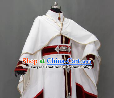 Customize Chinese Traditional Cosplay Prince White Costumes Ancient Swordsman Clothing for Men