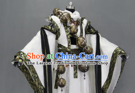 Customize Chinese Traditional Cosplay Taoist Monk White Costumes Ancient Swordsman Clothing for Men