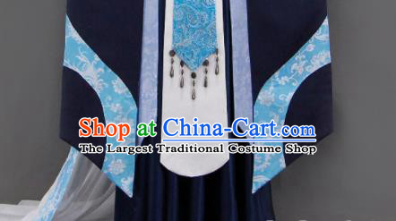 Customize Chinese Traditional Cosplay Monarch King Blue Costumes Ancient Swordsman Clothing for Men