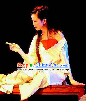 Chinese I Love Taohua Classical Dance Dress Stage Performance Costume and Headpiece for Women
