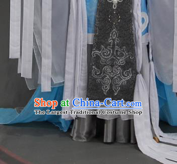 Customize Chinese Traditional Cosplay Taoist Priest Blue Costumes Ancient Swordsman Clothing for Men