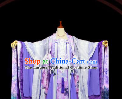 Traditional Chinese Cosplay Imperial Consort Purple Dress Ancient Drama Female Swordsman Costumes for Women